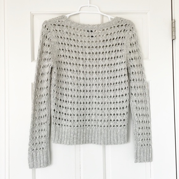 NWT FULL TILT sweater size S grey crochet longsleeve crewneck knit - Picture 2 of 6